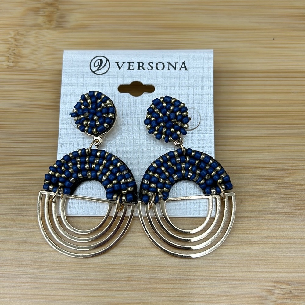 Nickel free Versona blue and gold earrings NWT